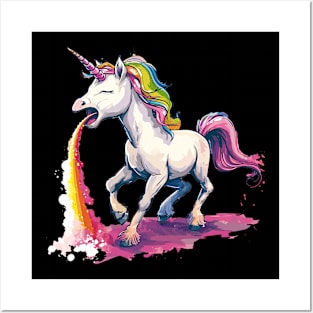 unicorn puke rainbow Posters and Art